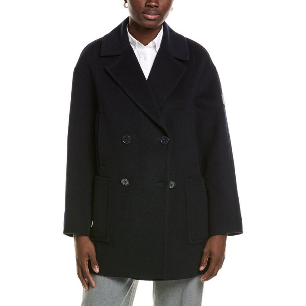 Marc Cain Womens  Long Wool Coat, Navy